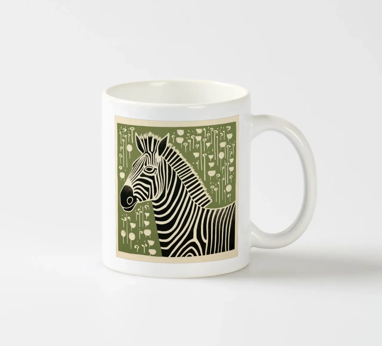 Zebra verde 1 tazza in ceramica da Minimal Animal Art