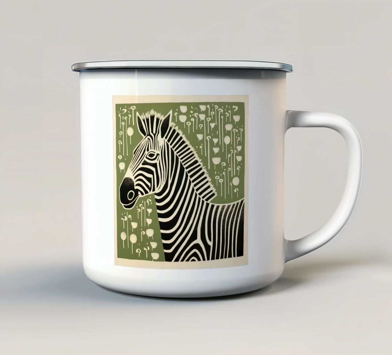 Zebra verde 1 tazza in smalto da Minimal Animal Art