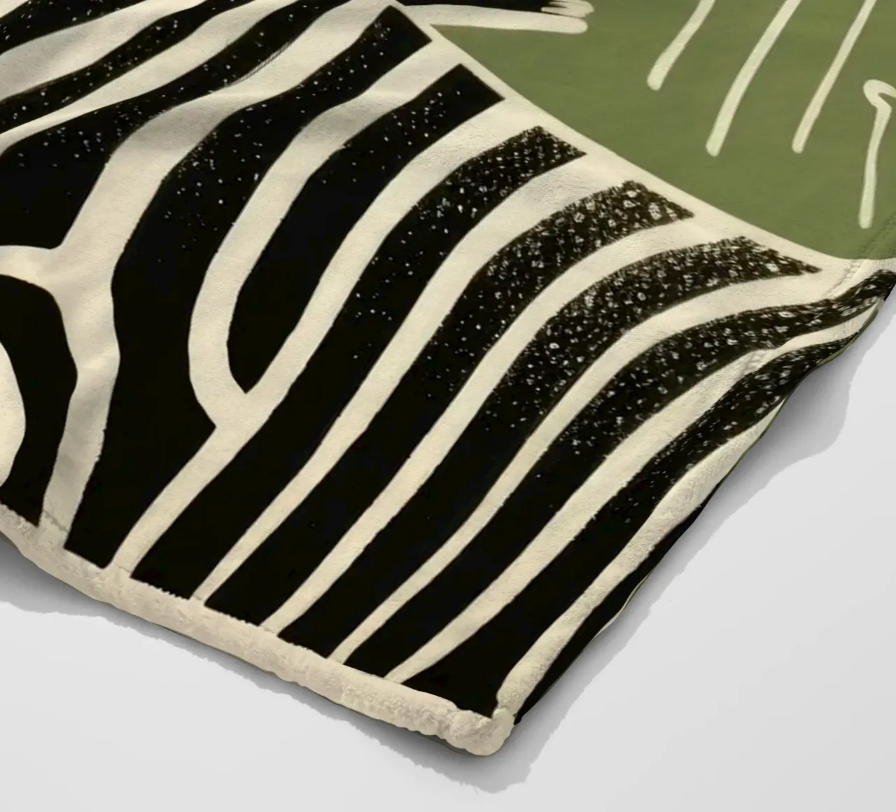 Zebra verde 1 coperta in pile da Minimal Animal Art