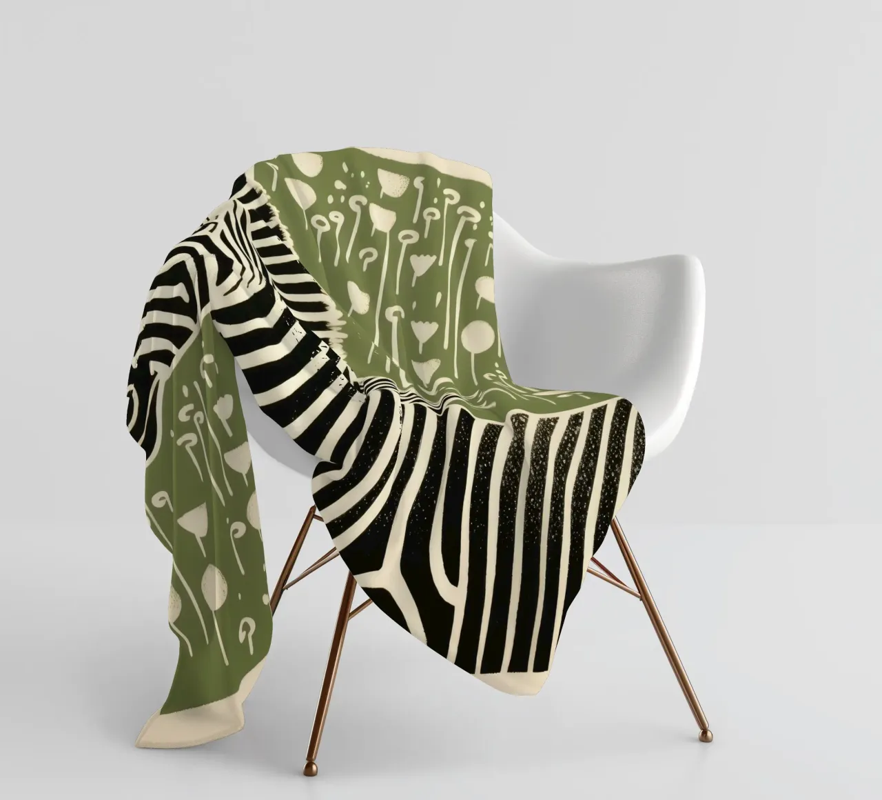 Zebra verde 1 coperta in pile da Minimal Animal Art