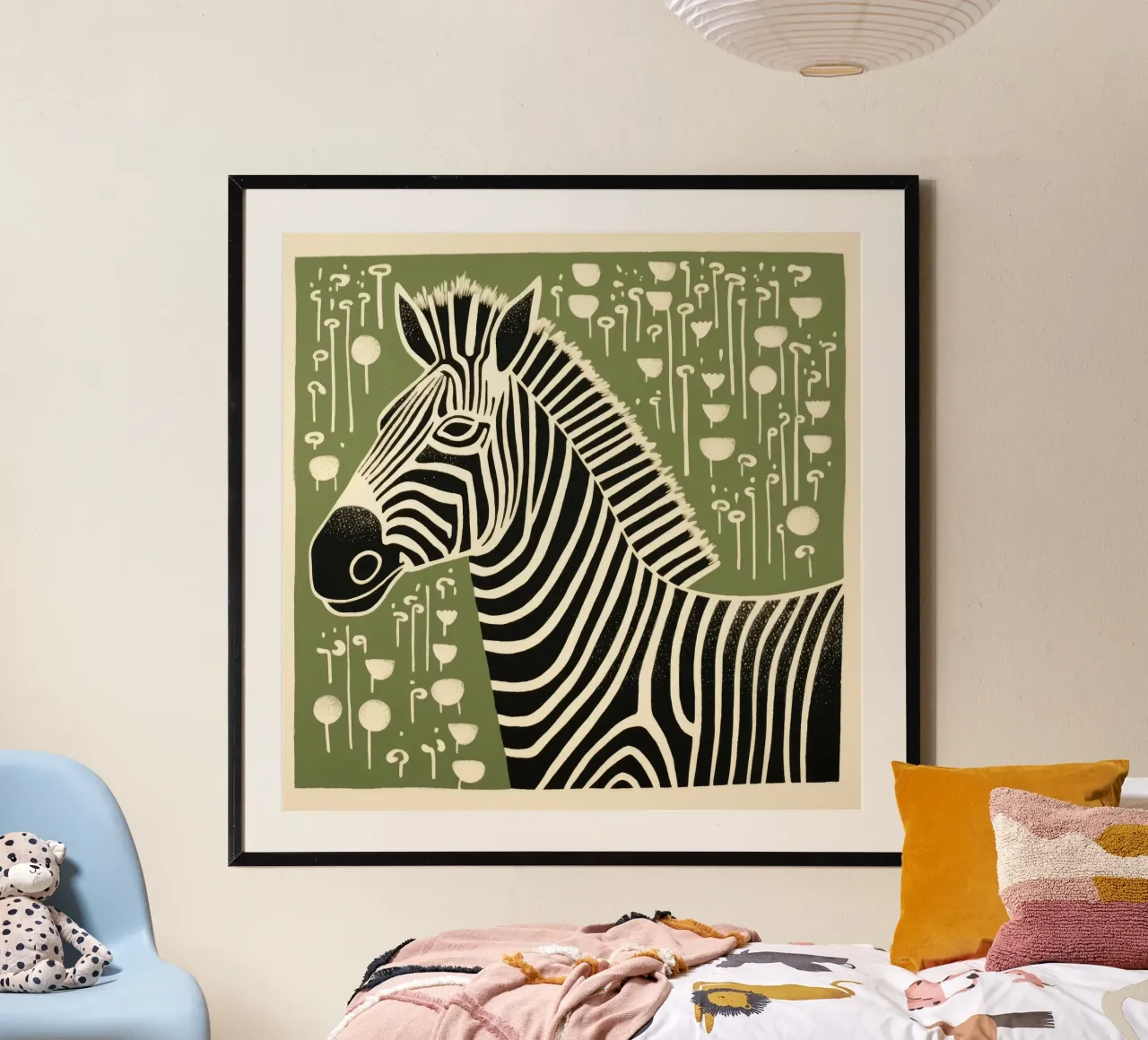 Zebra verde 1 carta hahnemühle da Minimal Animal Art