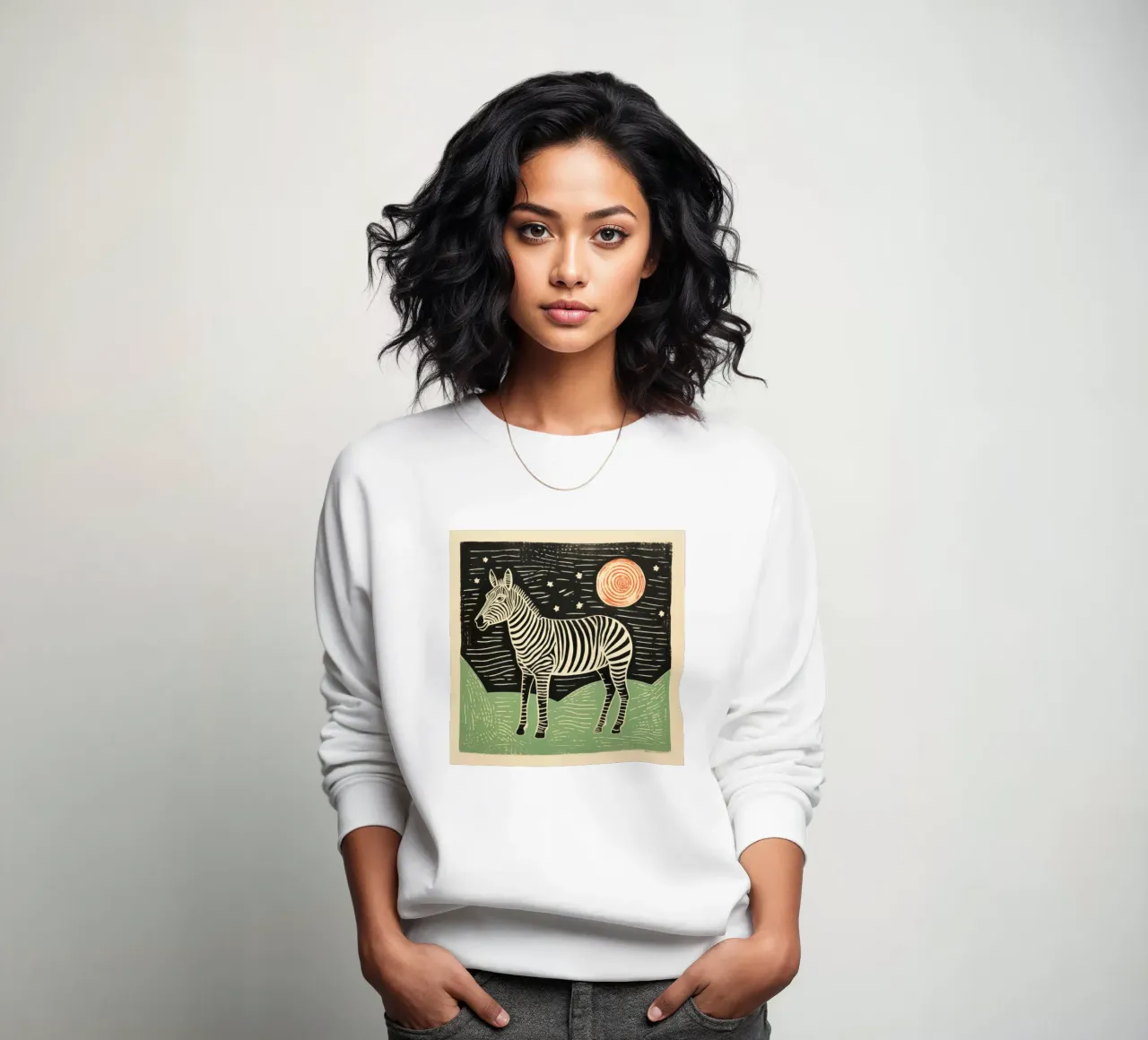 Zebra verde 2 felpa da Minimal Animal Art