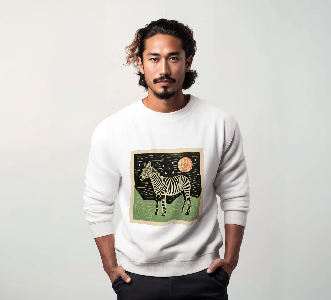 Zebra verde 2 felpa da Minimal Animal Art