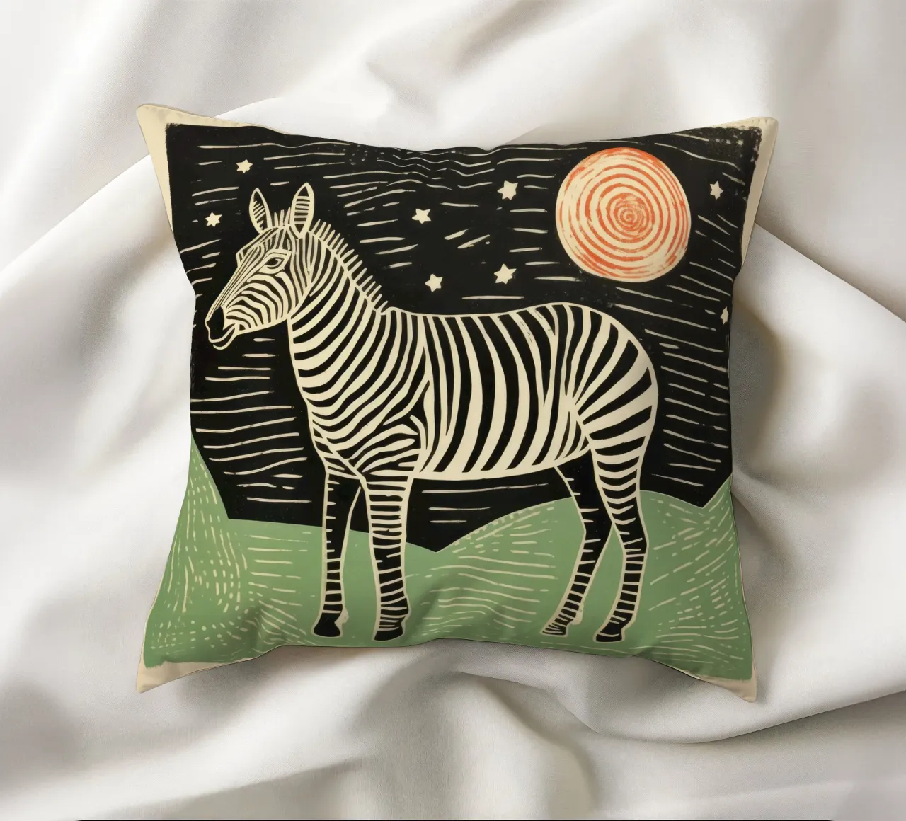 Zebra verde 2 cuscino da Minimal Animal Art
