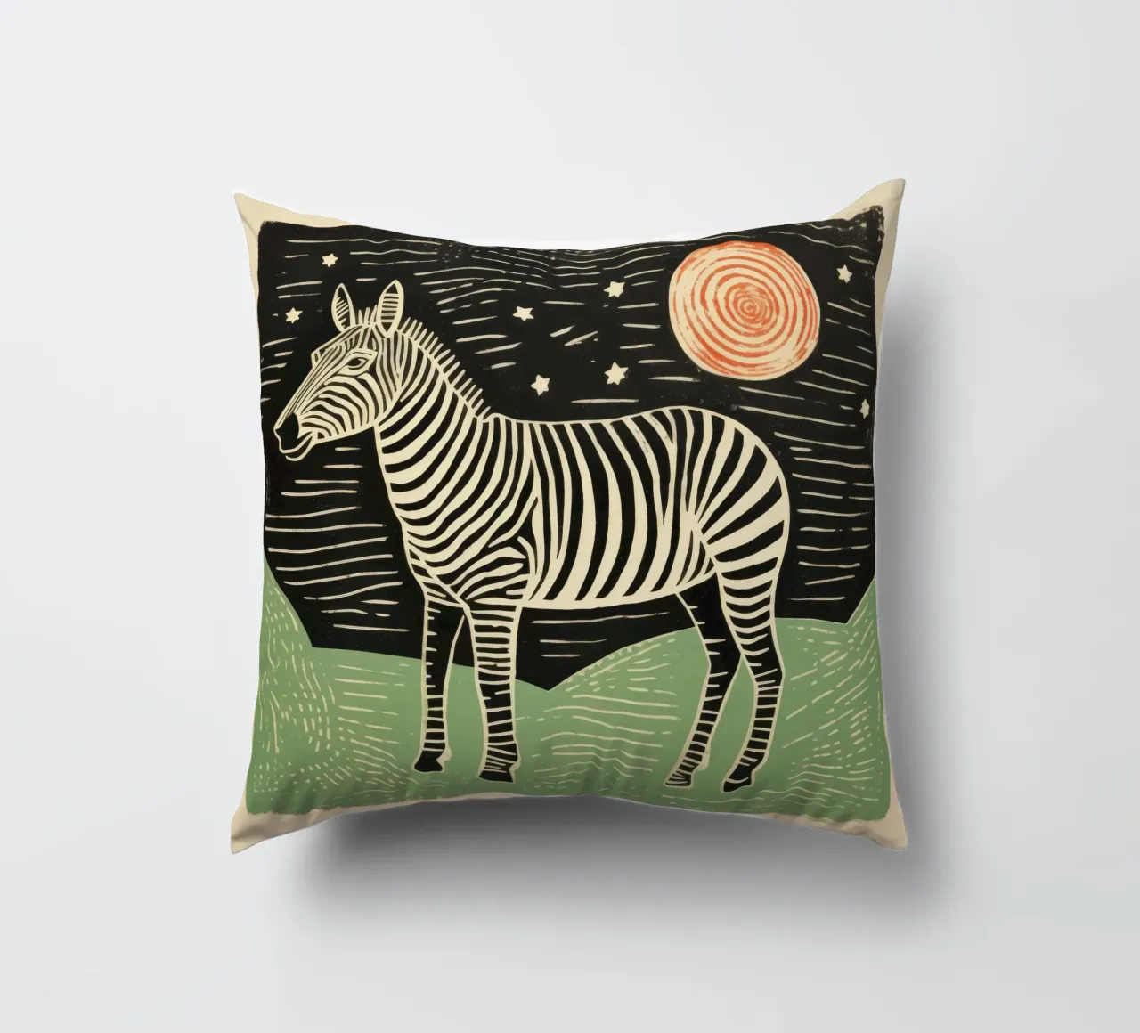 Zebra verde 2 cuscino da Minimal Animal Art
