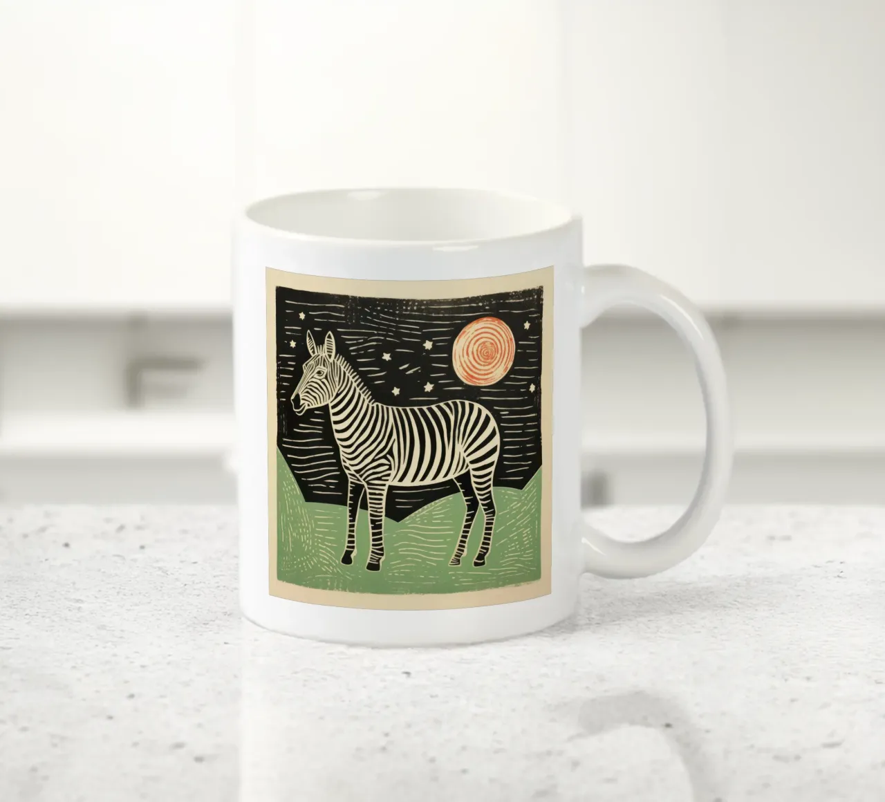 Zebra verde 2 tazza in ceramica da Minimal Animal Art