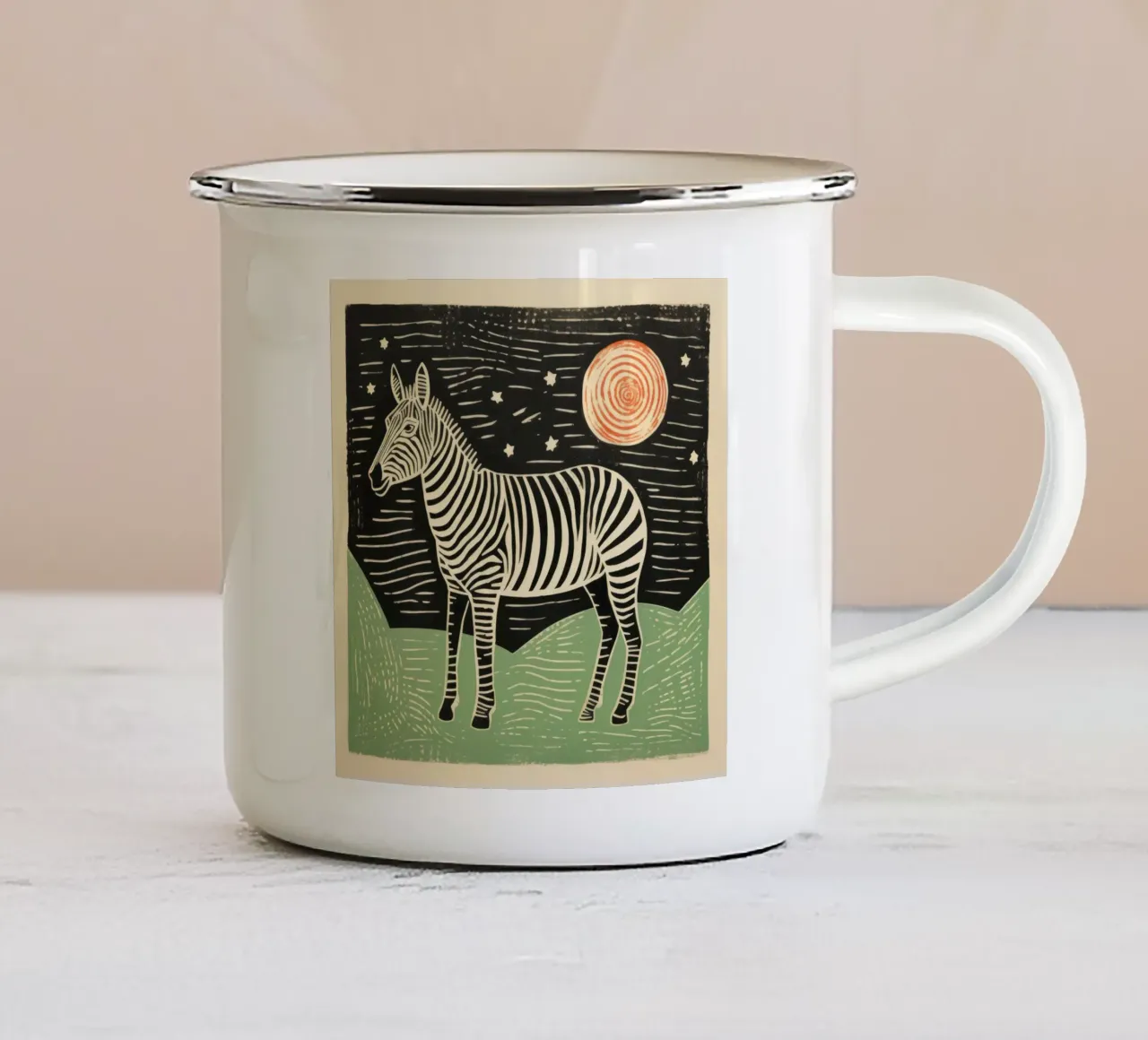 Cebra verde 2 taza de esmalte de Minimal Animal Art