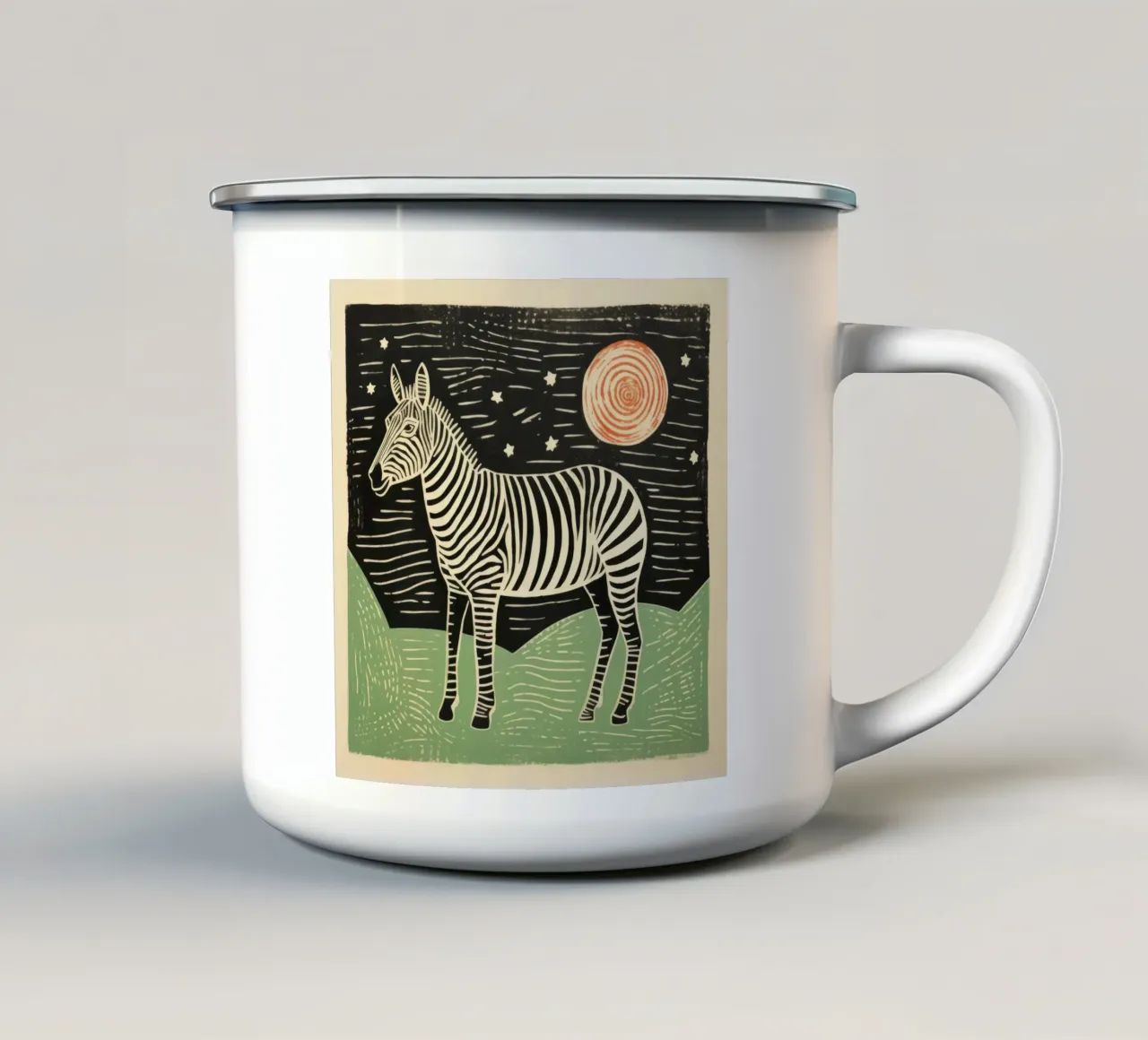 Cebra verde 2 taza de esmalte de Minimal Animal Art