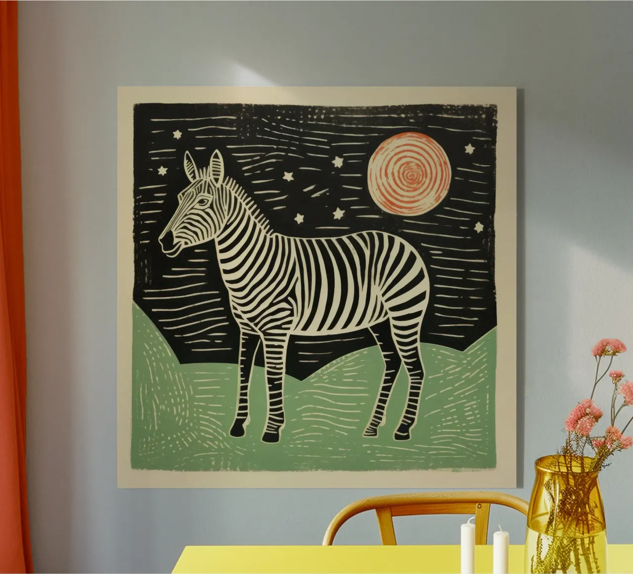 Green Zebra acrylic glass by Minimal Animal Art