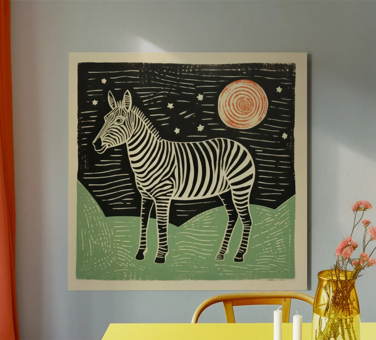 Zebra verde 2 alluminio dibond da Minimal Animal Art