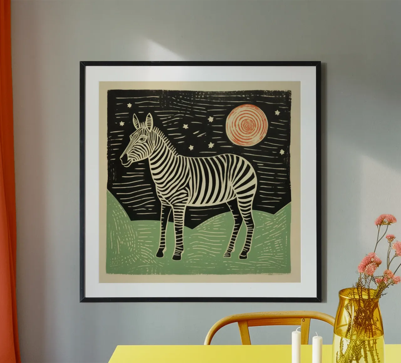 Zebra verde poster da Minimal Animal Art