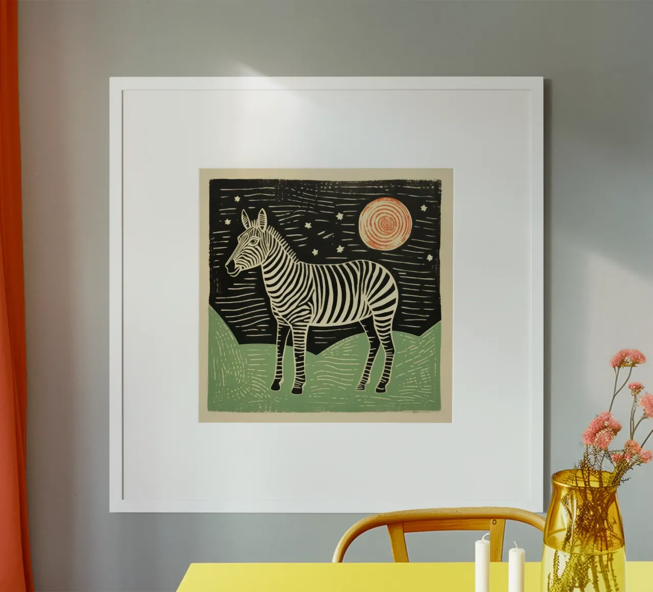Zebra verde poster da Minimal Animal Art