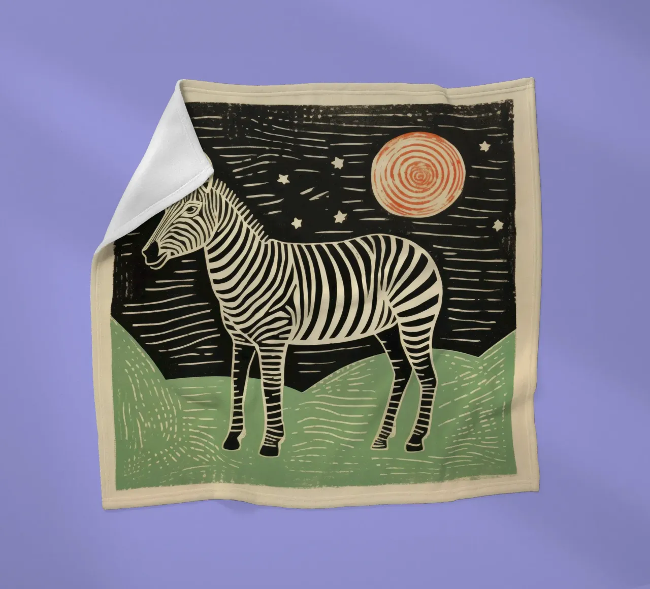 Zebra verde 2 coperta in pile da Minimal Animal Art