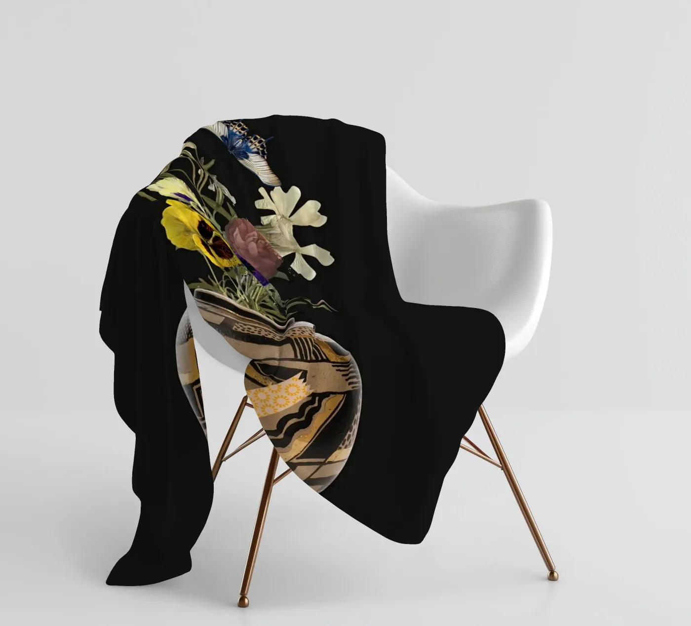 patterned vase fleece blanket by ramosashop