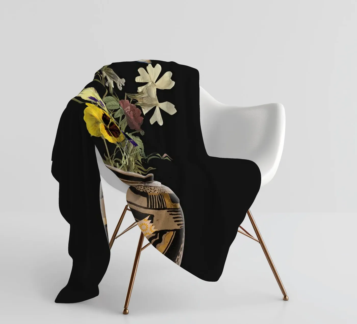 patterned vase fleece blanket by ramosashop