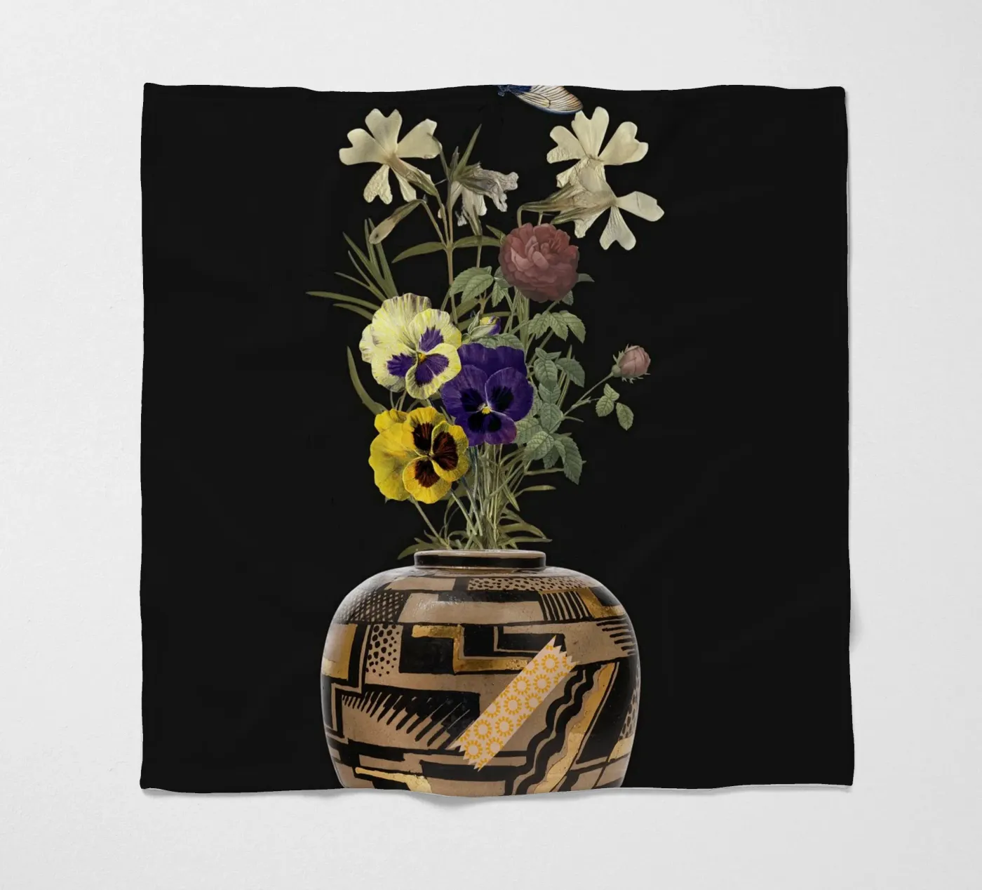 patterned vase fleece blanket by ramosashop