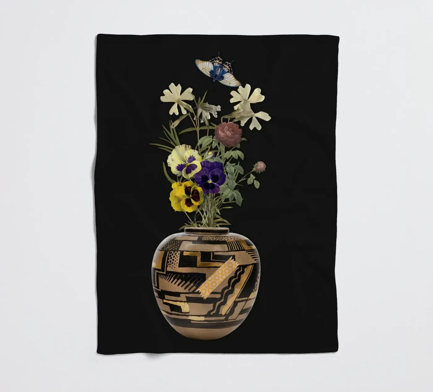patterned vase fleece blanket by ramosashop