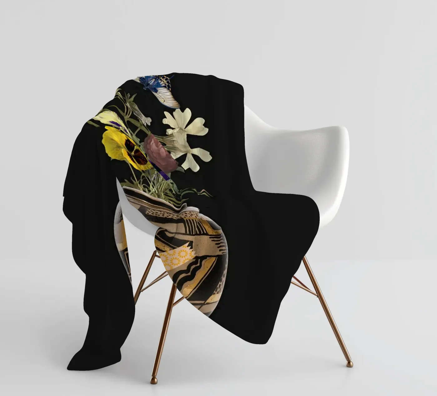 patterned vase fleece blanket by ramosashop