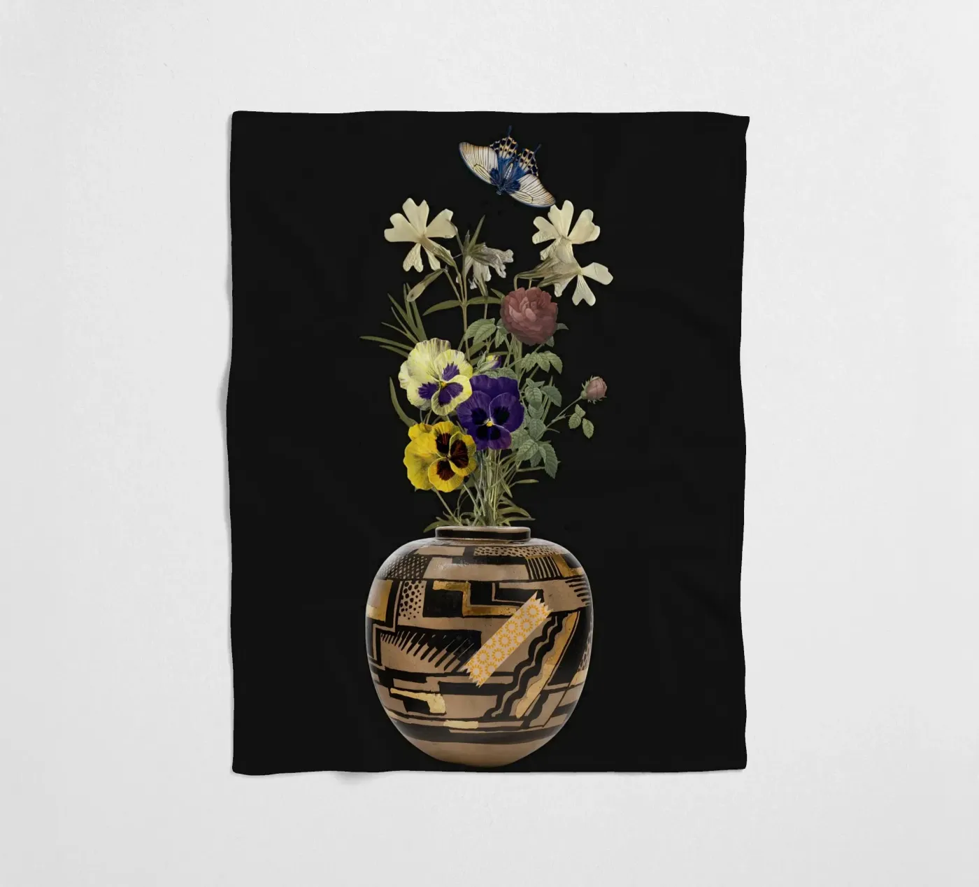 patterned vase fleece blanket by ramosashop