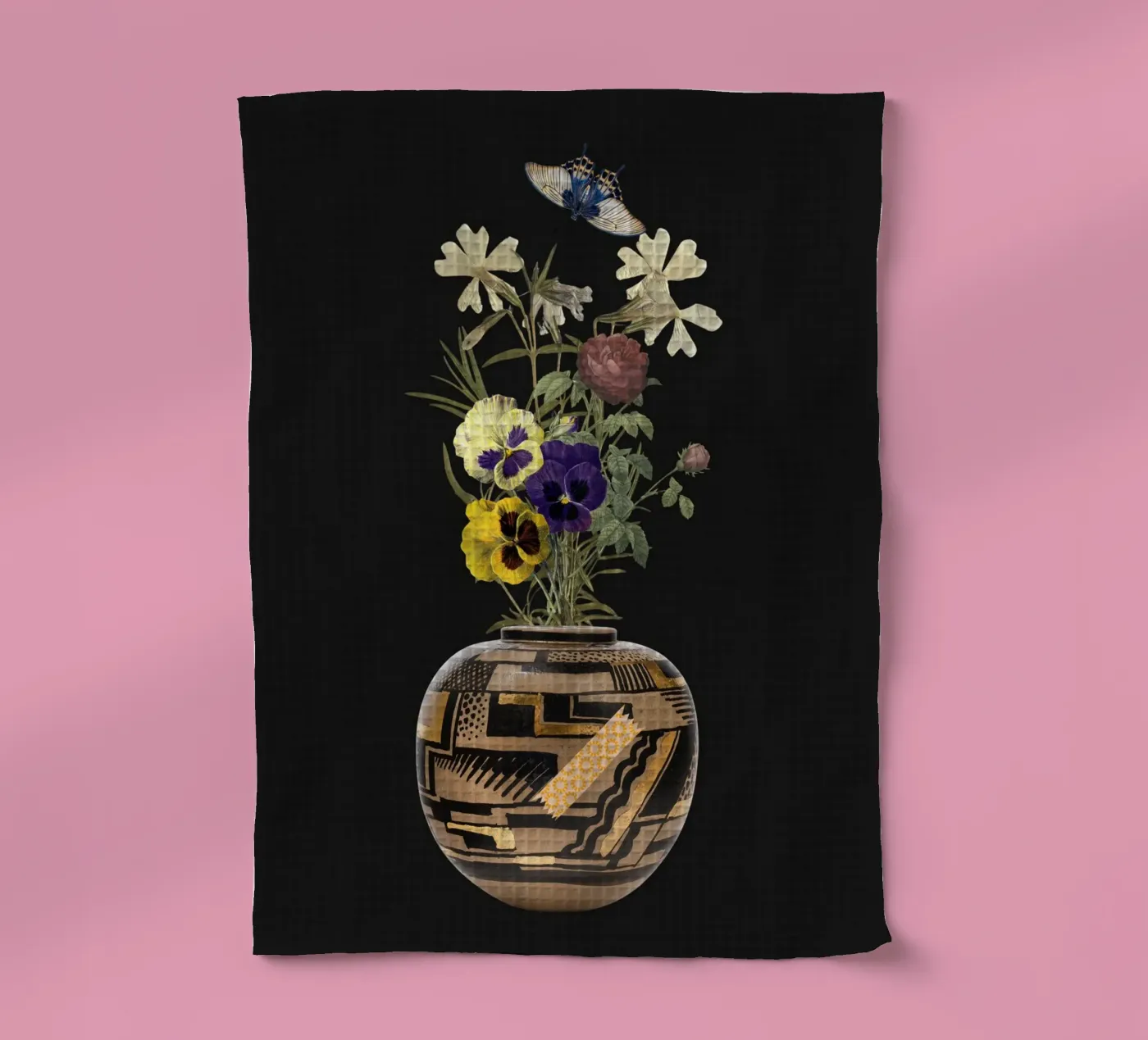 patterned vase tea towel by ramosashop