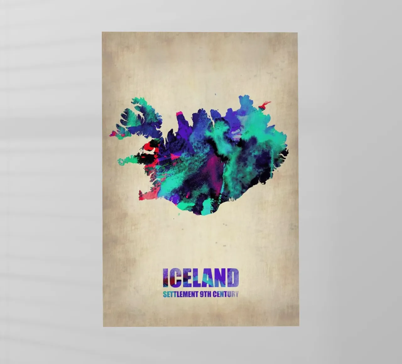 Iceland Watercolor Map pellicola backlit da Naxart
