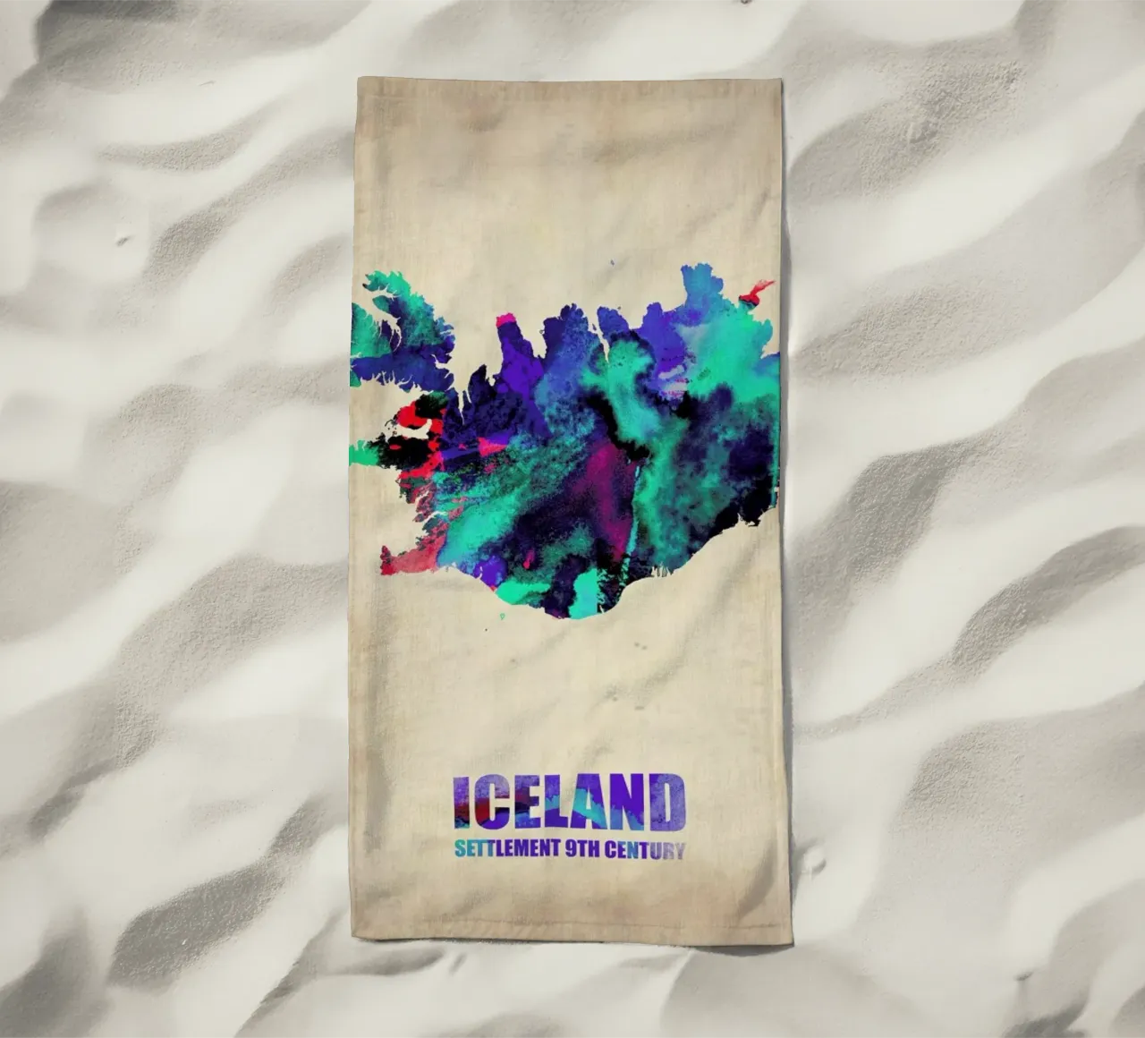 Iceland Watercolor Map telo mare da Naxart