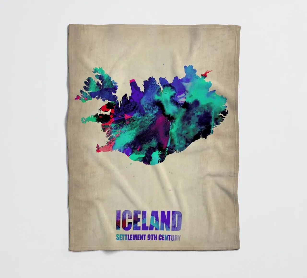 Iceland Watercolor Map coperta in pile da Naxart