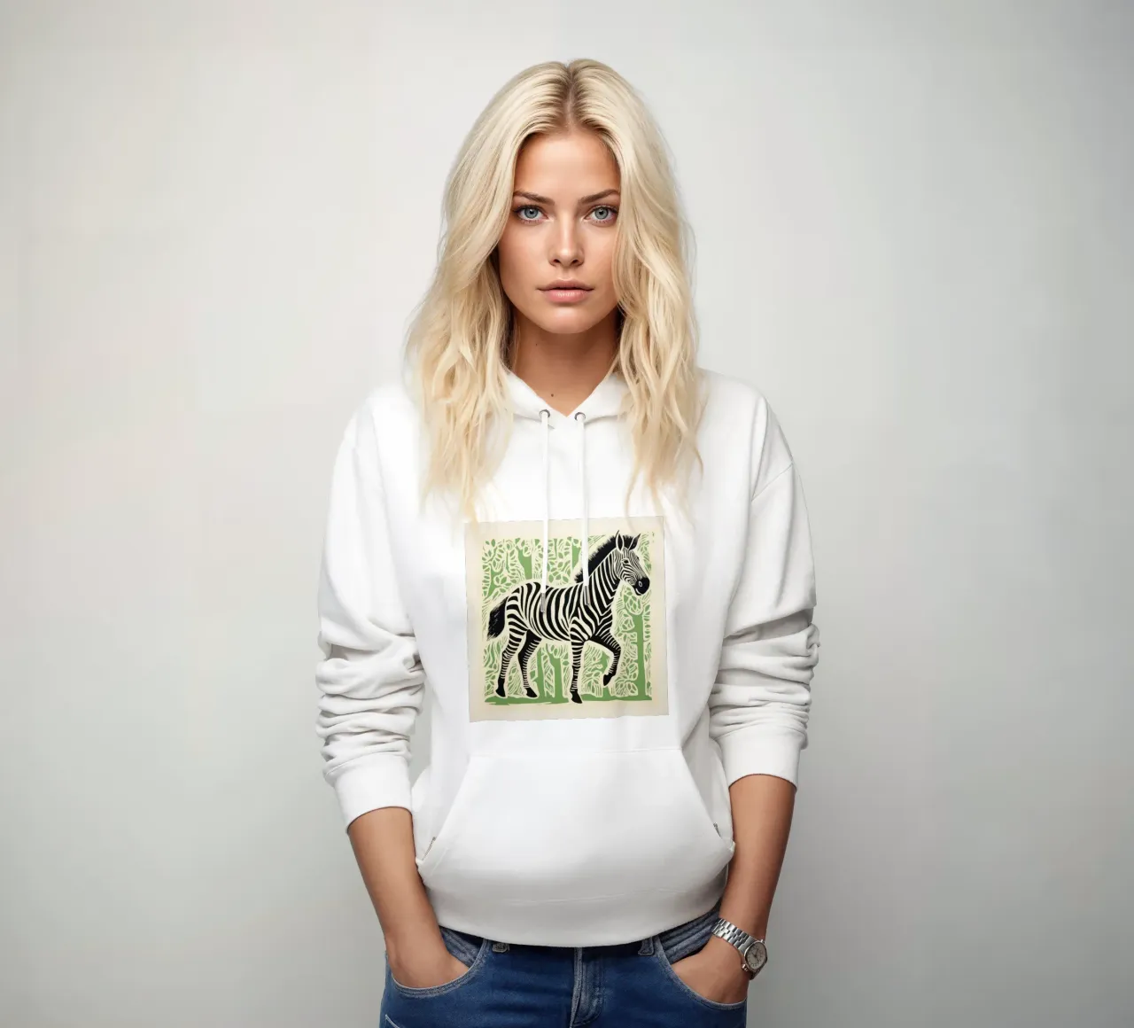 Cebra verde 3 sudadera con capucha de Minimal Animal Art