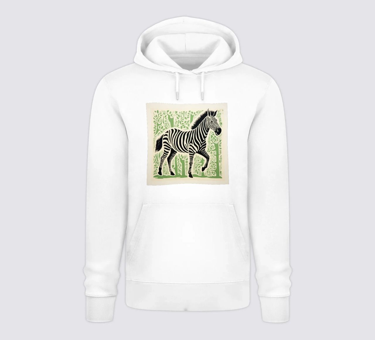 Zebra verde 3 felpa con cappuccio da Minimal Animal Art