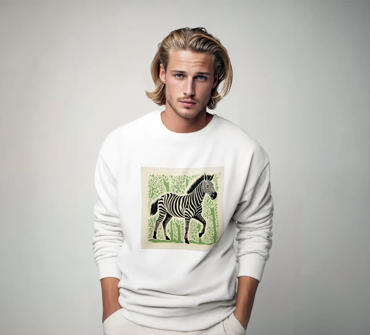 Groene zebra 3 sweatshirt van Minimal Animal Art