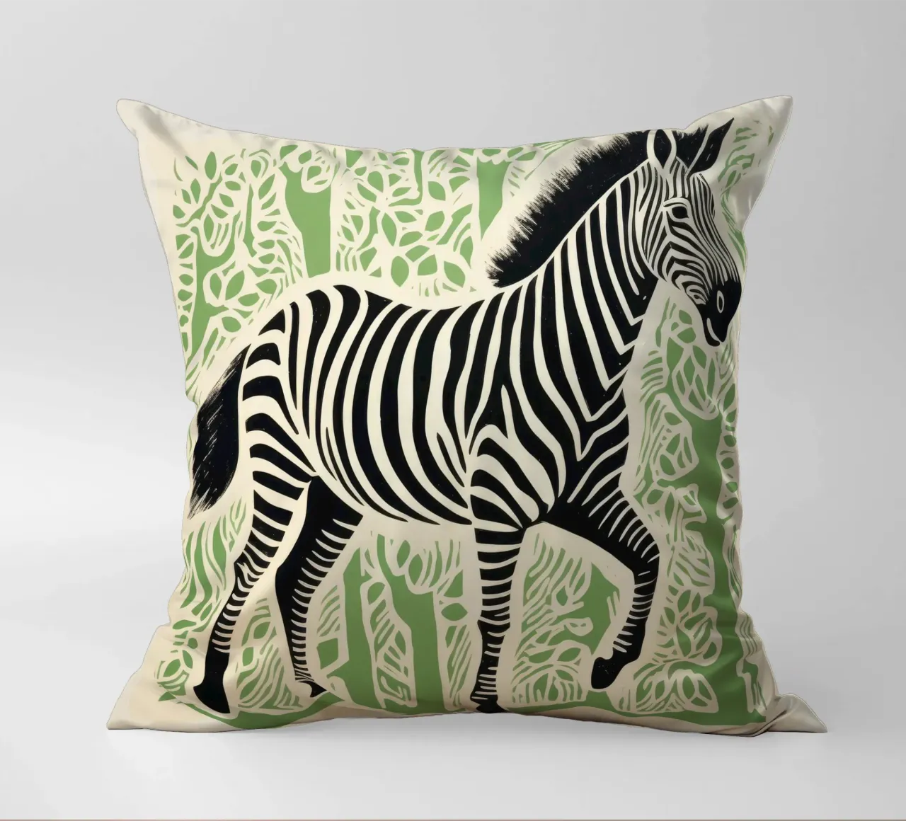 Zebra verde 3 cuscino da Minimal Animal Art