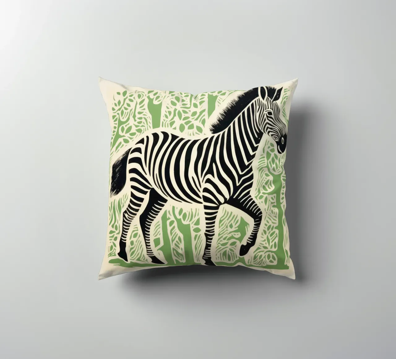 Zebra verde 3 cuscino da Minimal Animal Art