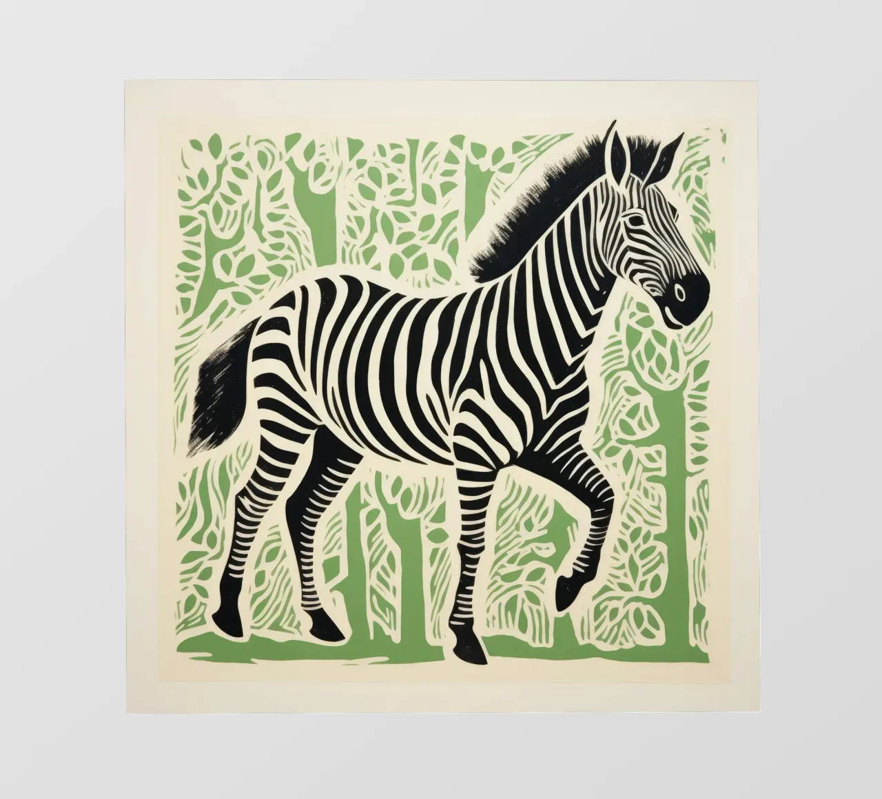 Zebra verde 3 telo in pvc da Minimal Animal Art