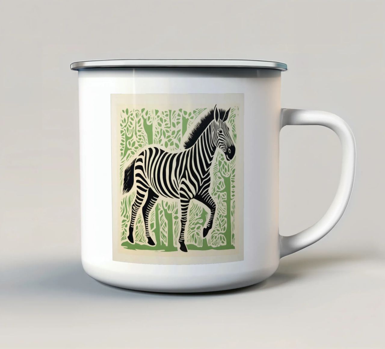 Zebra verde 3 tazza in smalto da Minimal Animal Art
