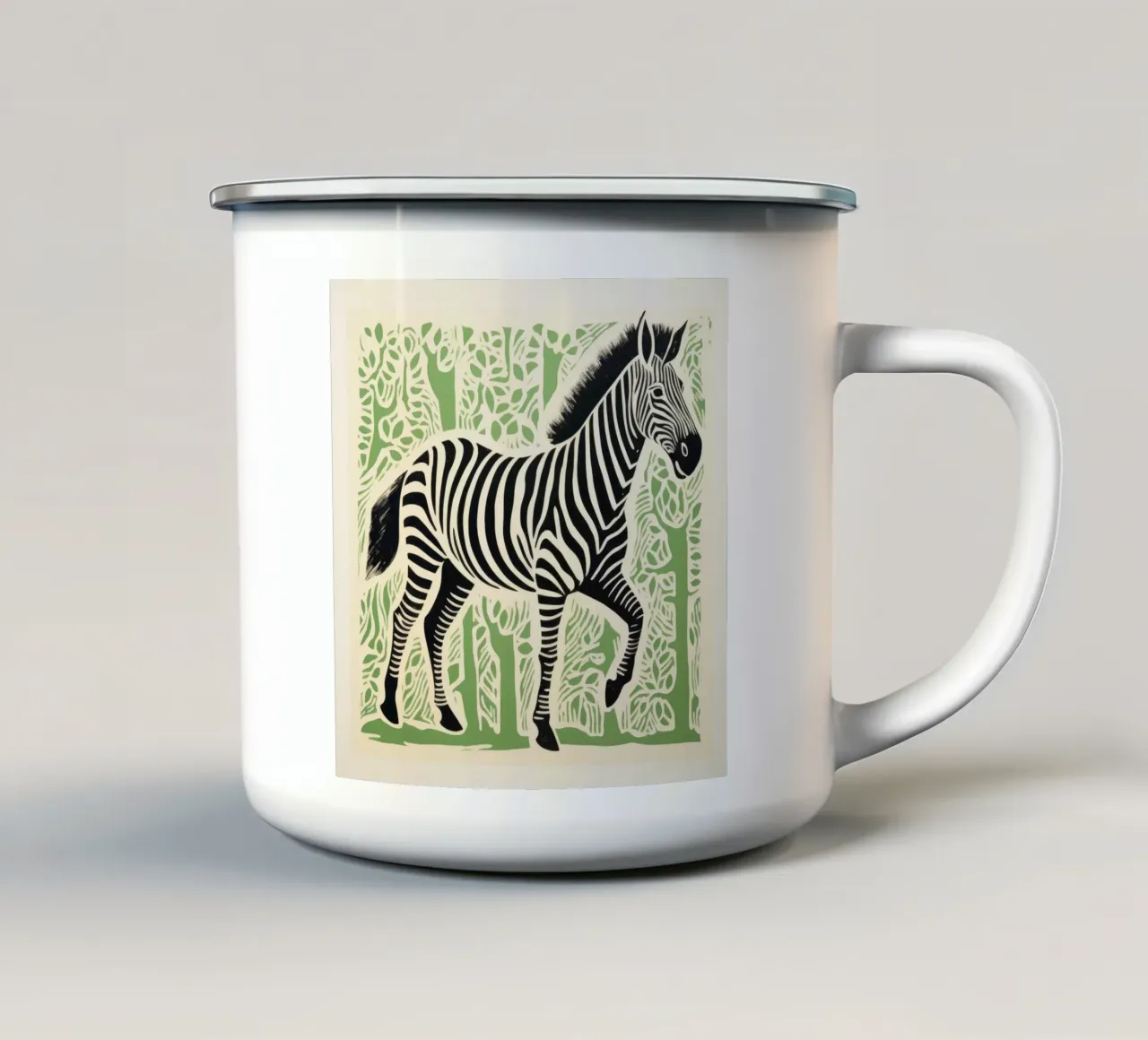 Cebra verde 3 taza de esmalte de Minimal Animal Art