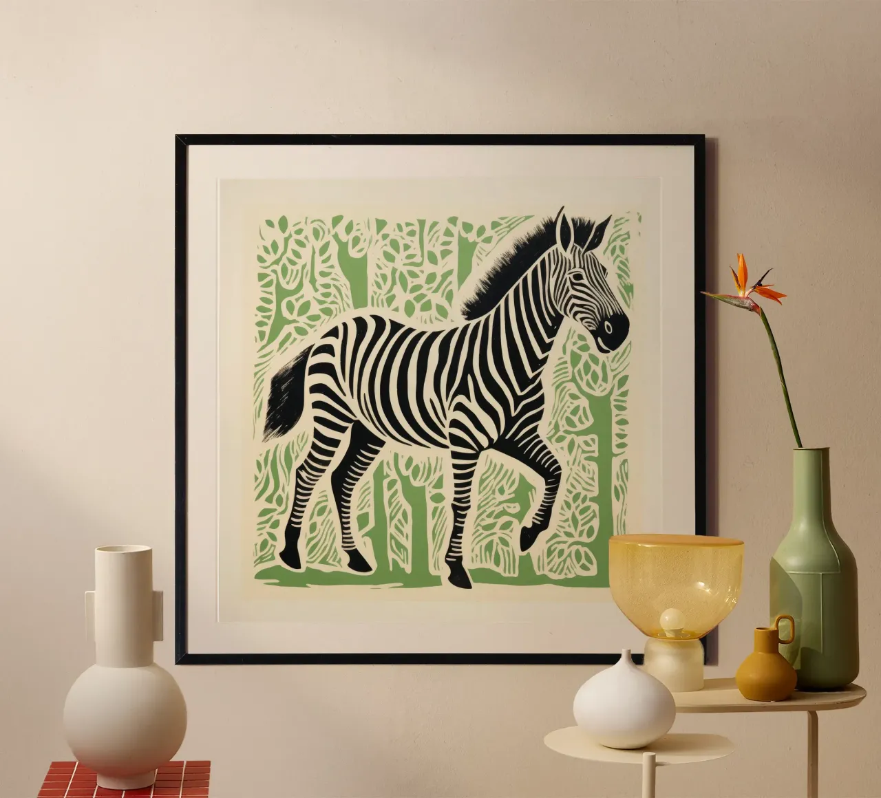 Zebra verde poster da Minimal Animal Art