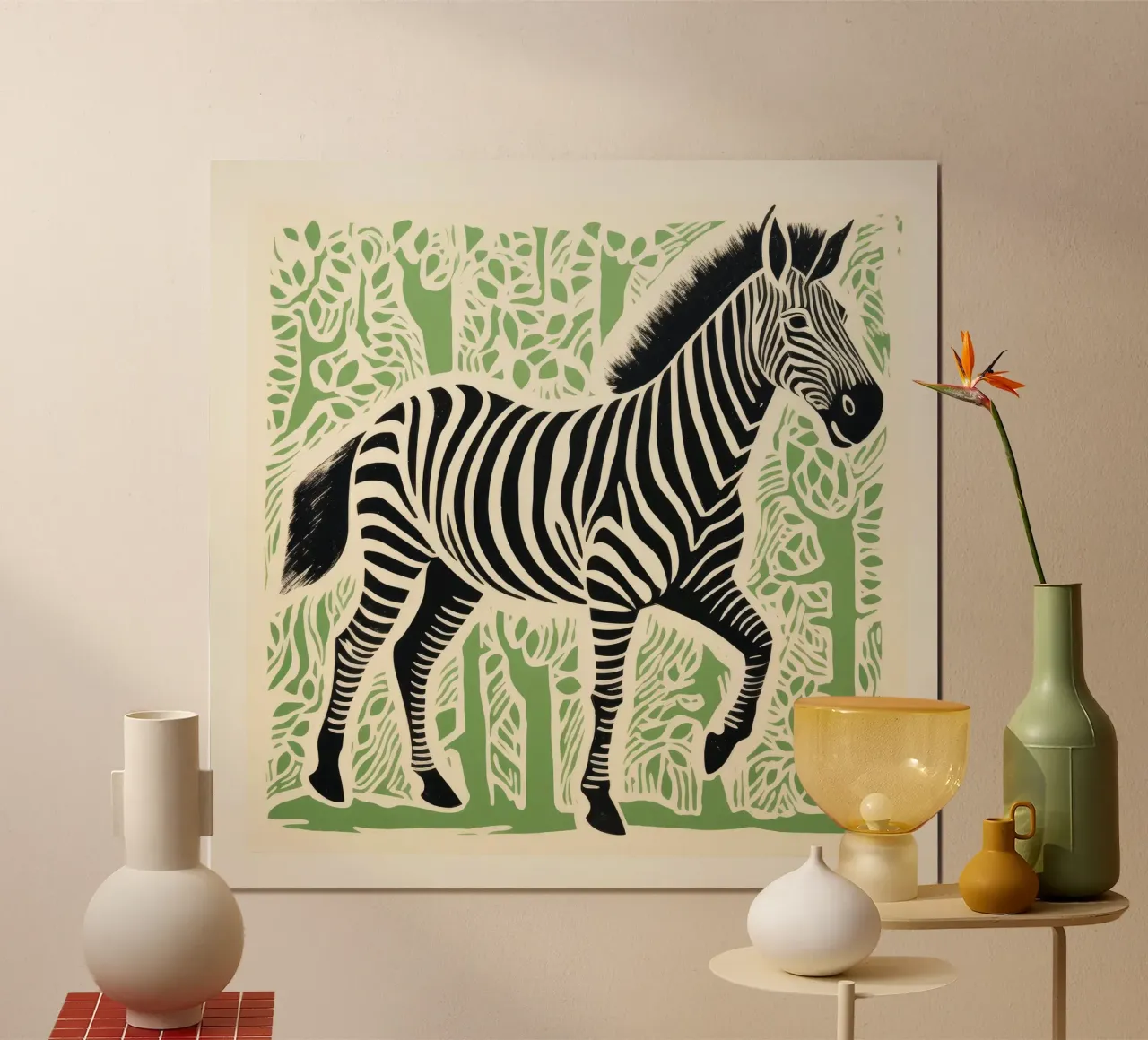 Zebra verde poster da Minimal Animal Art