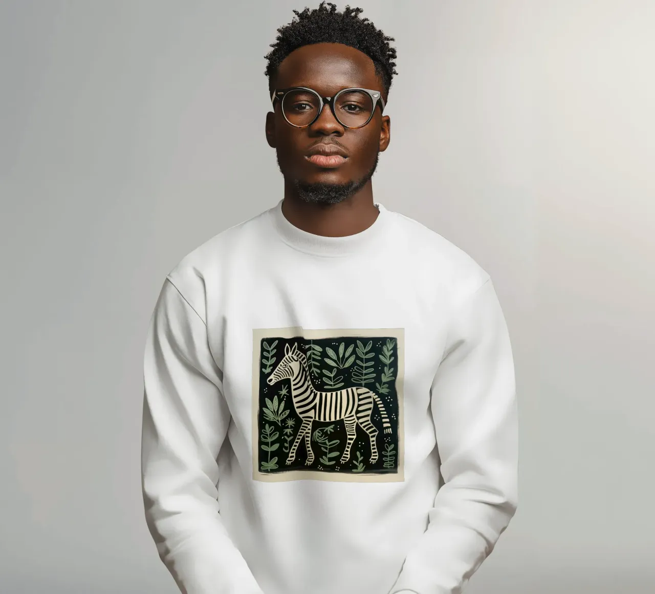 Groene zebra 4 sweatshirt van Minimal Animal Art