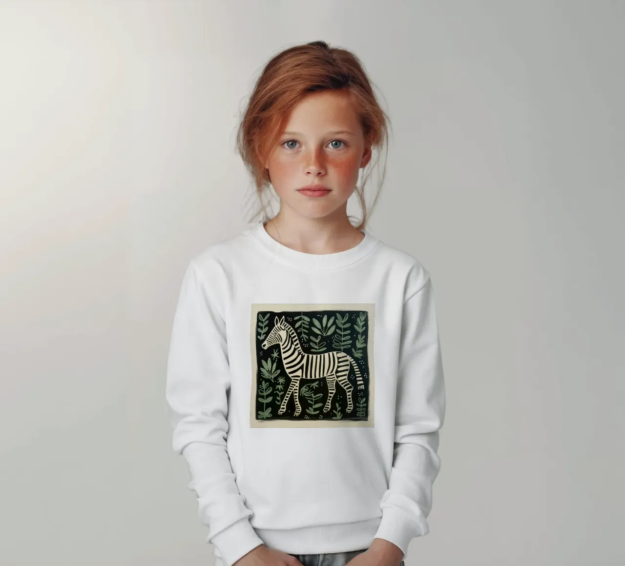 Zebra verde 4 felpa bambino da Minimal Animal Art