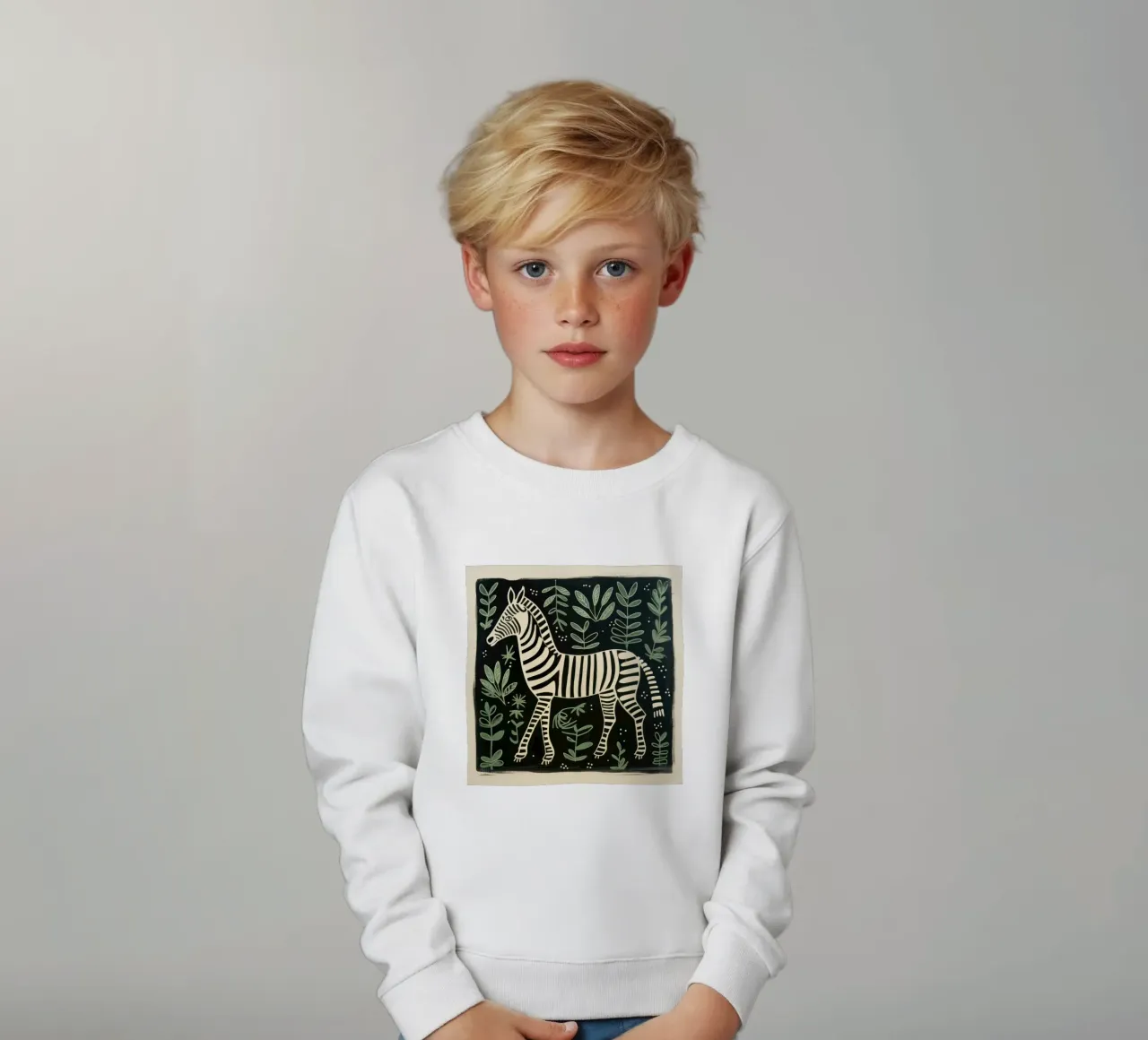 Zebra verde 4 felpa bambino da Minimal Animal Art