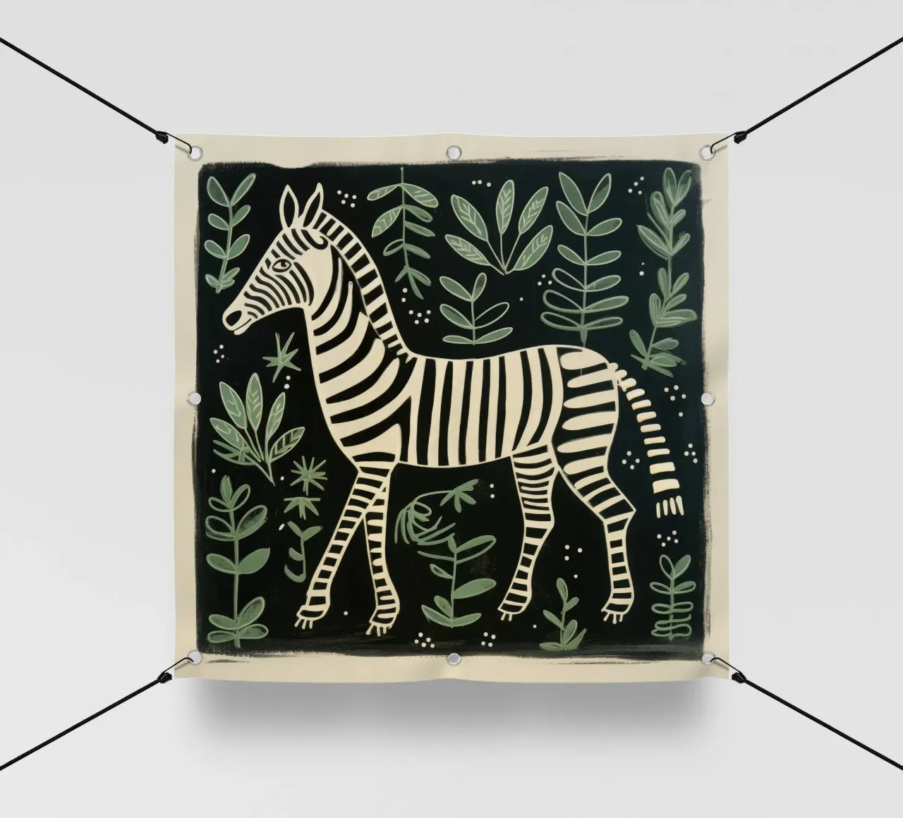 Zebra verde 4 telo in pvc da Minimal Animal Art