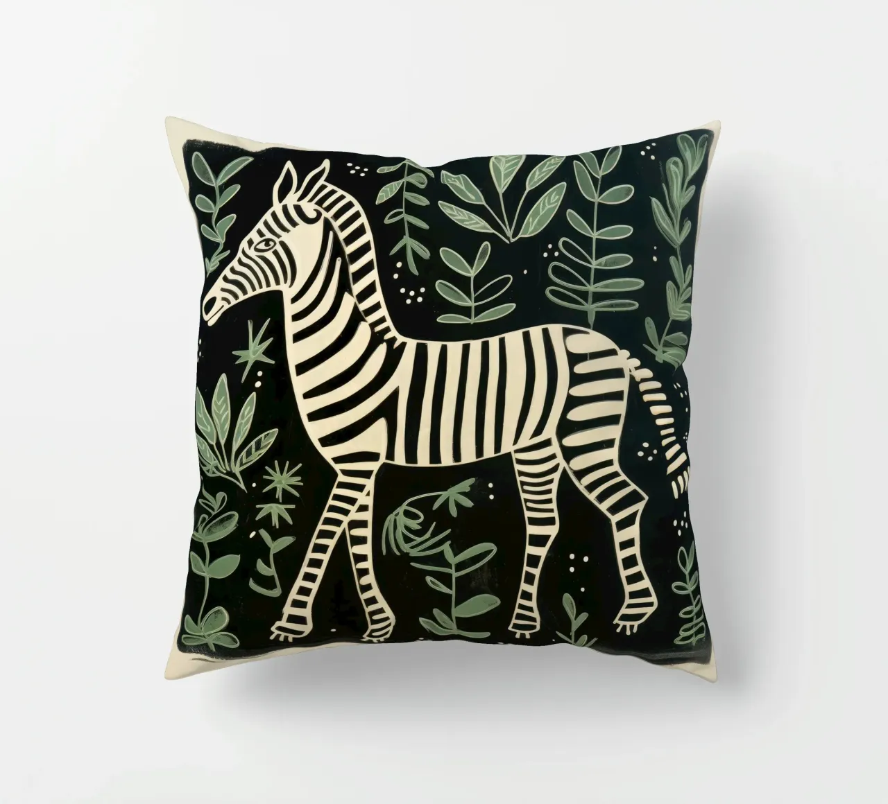Zebra verde 4 cuscino da Minimal Animal Art