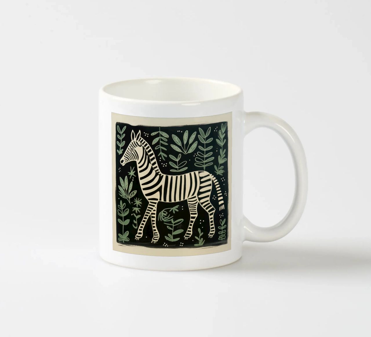 Zebra verde 4 tazza in ceramica da Minimal Animal Art