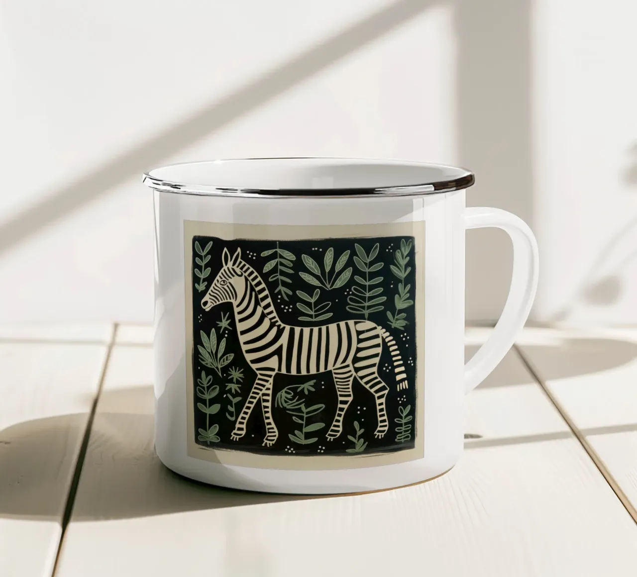 Cebra verde 4 taza de esmalte de Minimal Animal Art