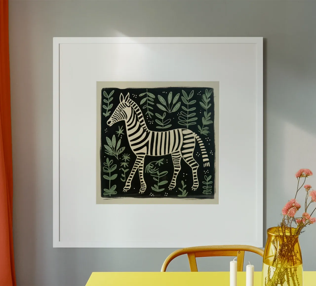 Zebra verde 4 carta hahnemühle da Minimal Animal Art