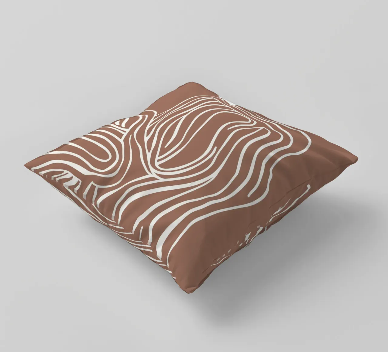 Tree and bird line art in mocha mousse colours decorative cushion by Autofocus