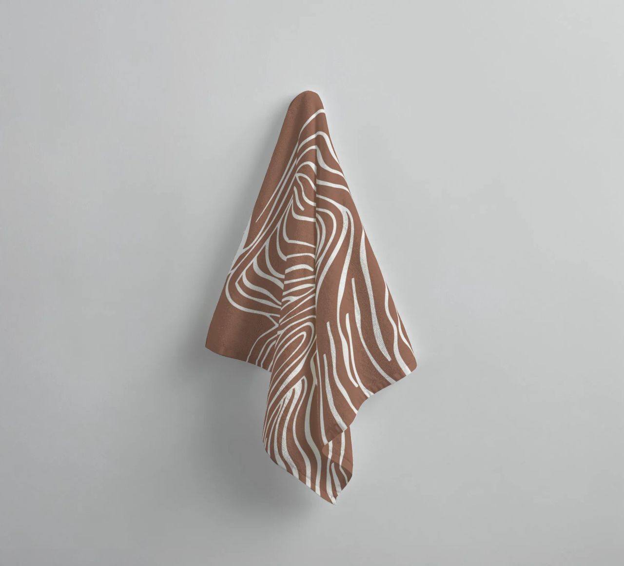 Tree and bird line art in mocha mousse colours towel by Autofocus