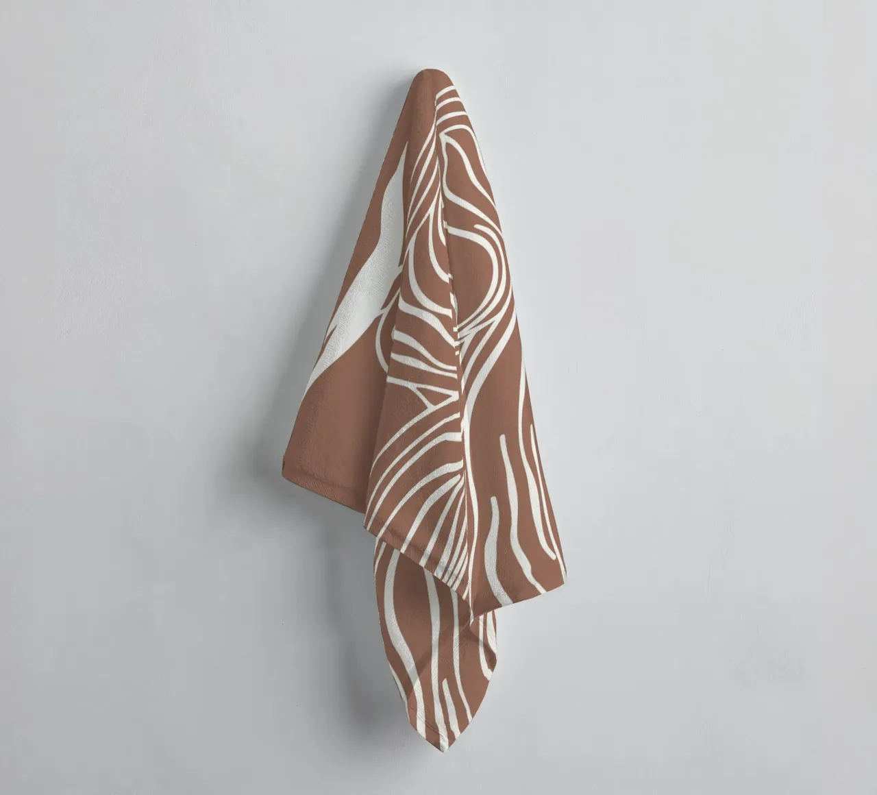 Tree and bird line art in mocha mousse colours towel by Autofocus