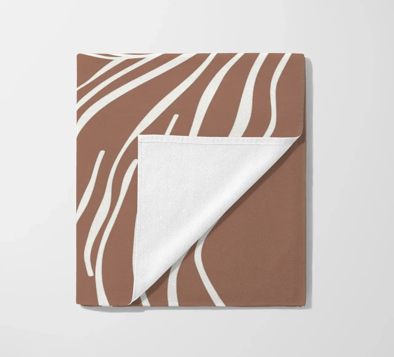 Tree and bird line art in mocha mousse colours beach towel by Autofocus