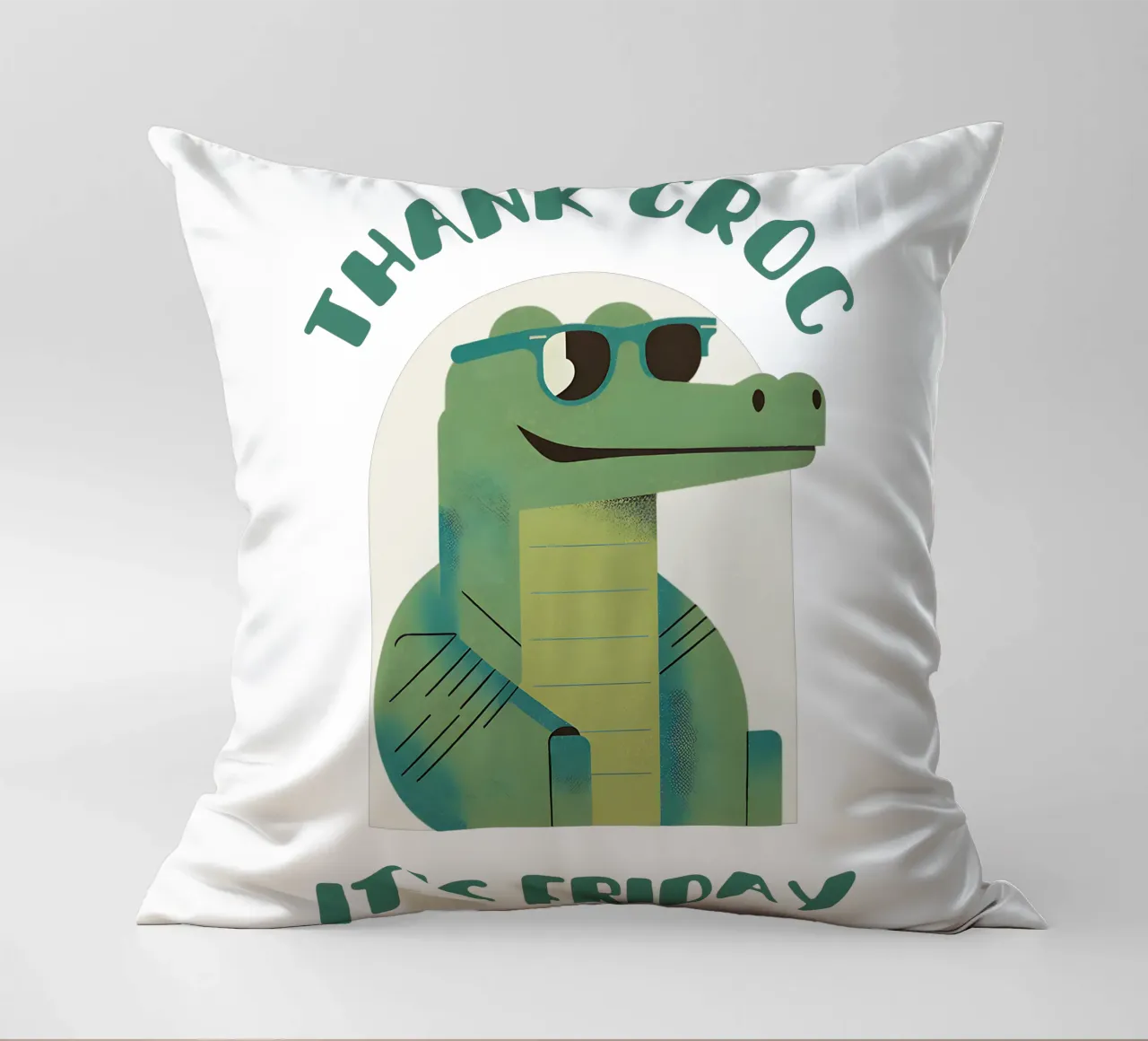 Thank croc it's friday - simpatico e divertente gioco di parole con i coccodrilli cuscino da Punderful Day